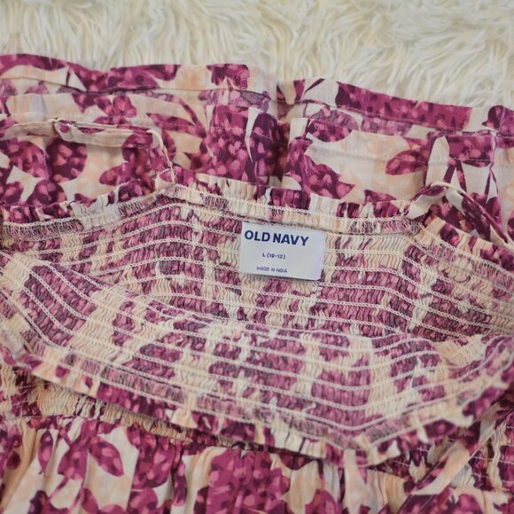 Old Navy Thin Strap Girls Summer Dress With Purple Flowers Size L 10/12 - Picture 3 of 3
